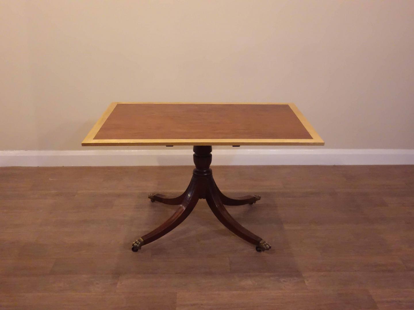 Mahogony Dining Table This piece has been cleaned, painted and restored in our London based workshop, using clear varnish and gold leaf. Height: 73cm, Width: 76cm, Depth: 125cm