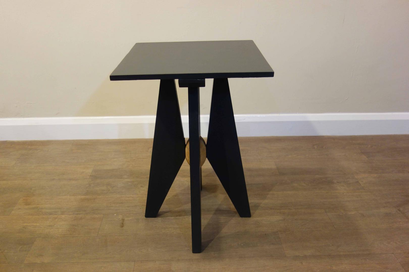 Solid Wood Unique Table This piece has been cleaned, painted and restored in our London based workshop, using Little Greene 'Lamp Black' paint. Height: 71cm, Width: 50cm, Depth: 50cm