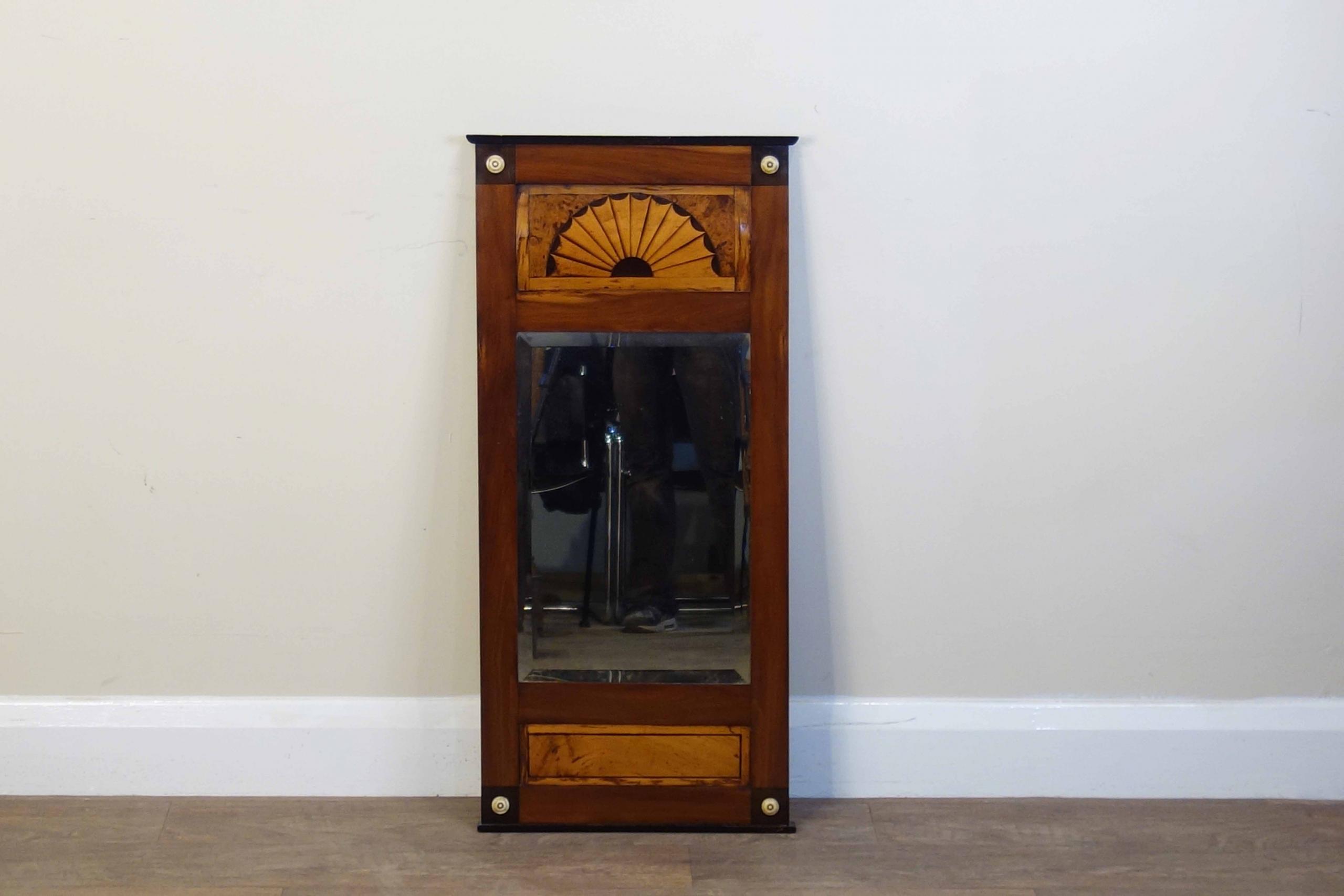 Antique Empire Style Wall Mirror This Empire Style Wall Mirror was cleaned in our London based workshop. Height: 97cm, Width: 46cm, Depth: 3cm