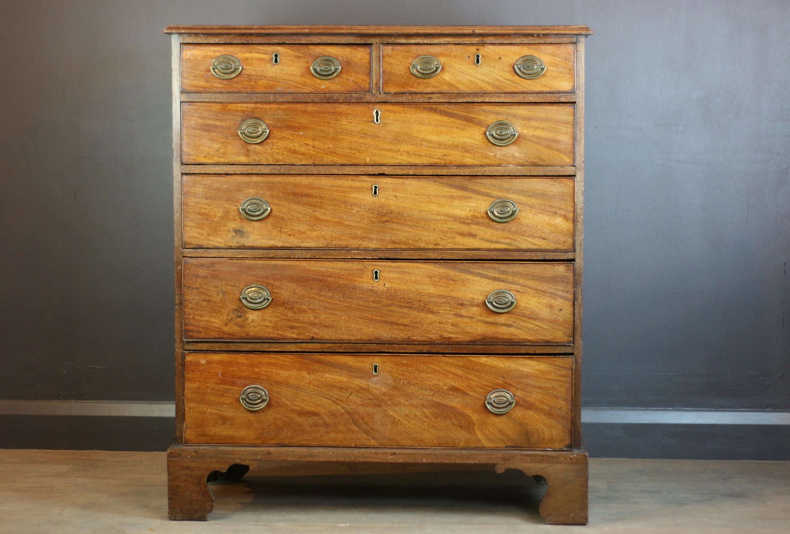 Vintage Chest of Drawers Height: 118cm, Width: 101cm, Depth: 53cm This vintage chest of drawers was cleaned in our London based workshop. Fair Condition. This chest of drawers has some missing trim, marks and scratches due to age and use- please check all photos carefully as they form part of the condition description.