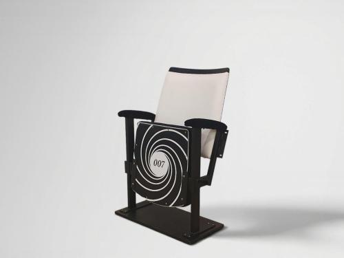 007 themed flip up vintage upcycled single theatre seat