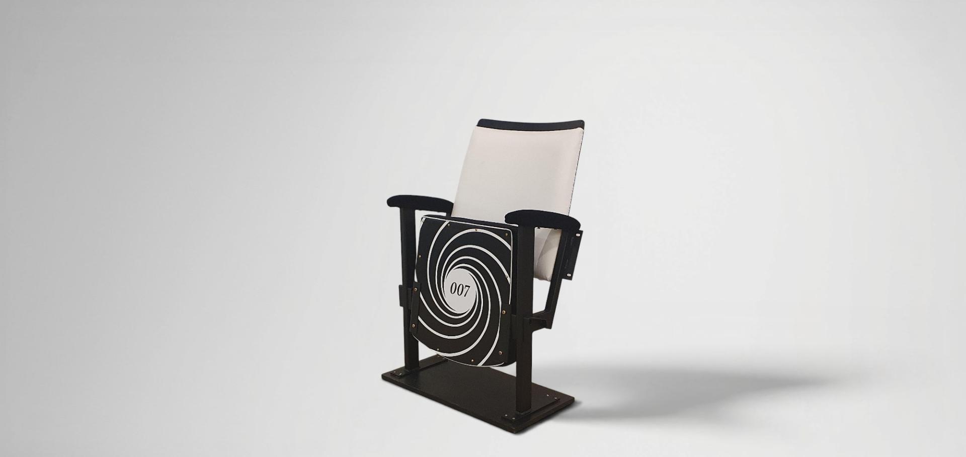 007 themed flip up vintage upcycled single theatre seat