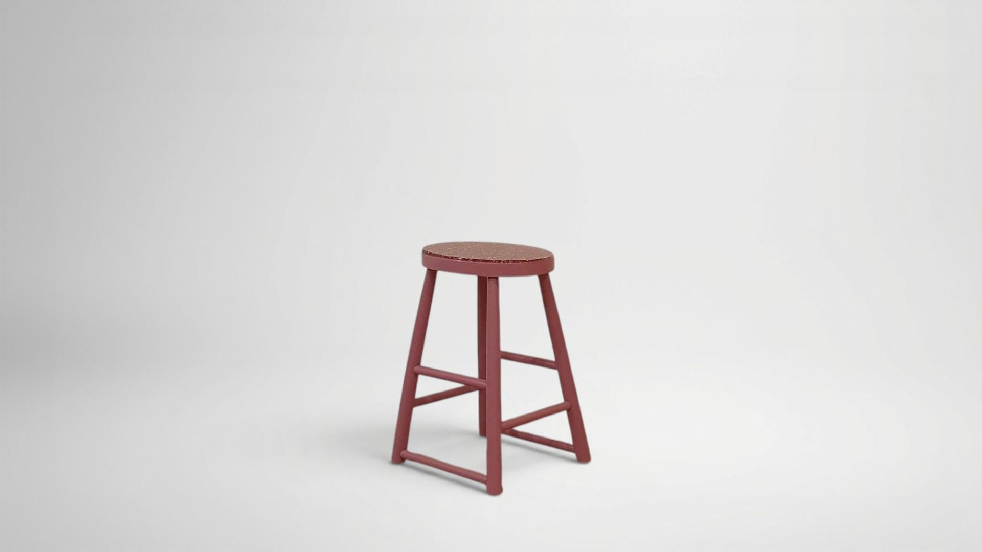 Pink Stool with Epoxy and Metallic Leaf top